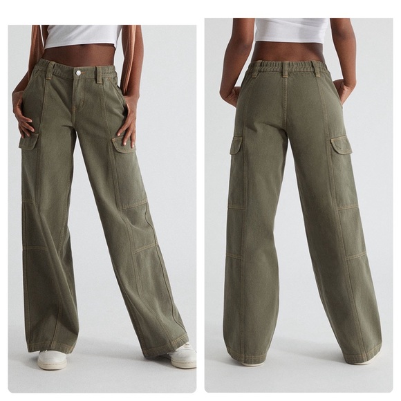 PacSun Pants & Jumpsuits Pacsun Olive Low Rise Puddle Cargo Pants